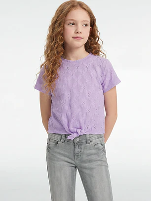 Polera Brodery Nudo Niña Lila