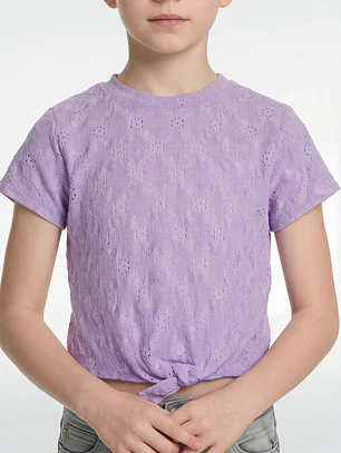 Polera Brodery Nudo Niña Lila