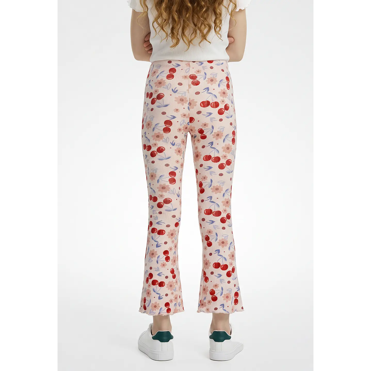Calza Rib Flare Niña Rosado 2