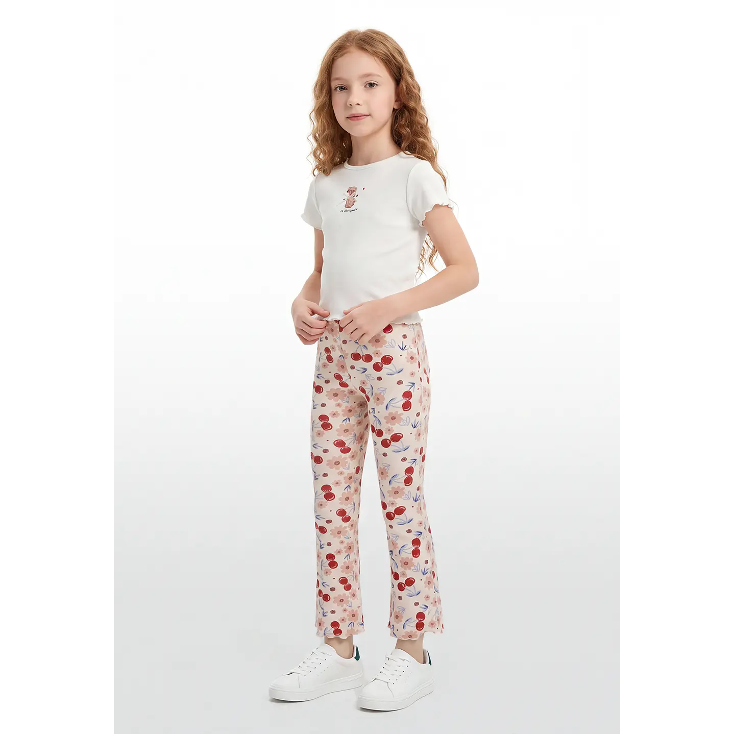 Calza Rib Flare Niña Rosado 3