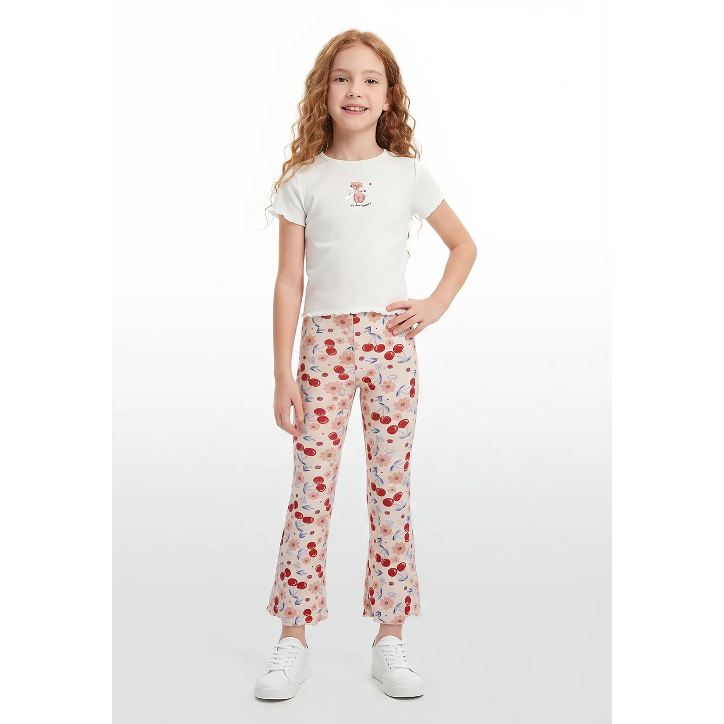 Calza Rib Flare Niña Rosado 4