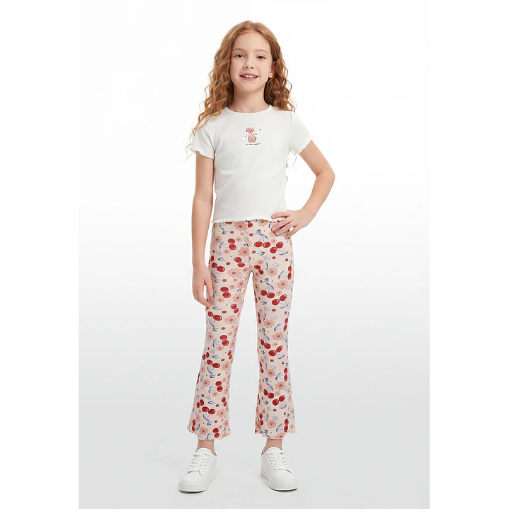 Calza Rib Flare Niña Rosado 4