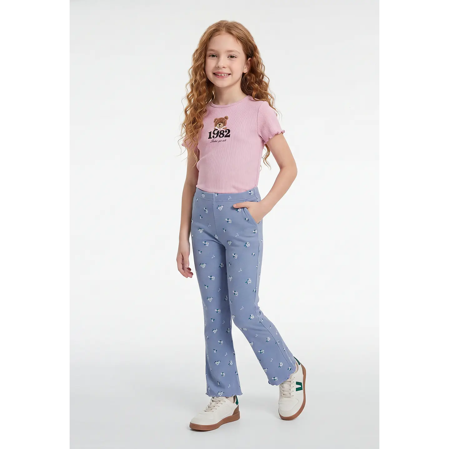 Calza Rib Flare Niña Celeste 3