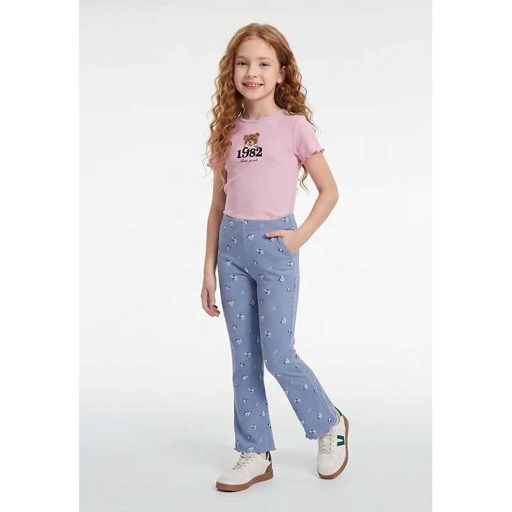 Calza Rib Flare Niña Celeste 3