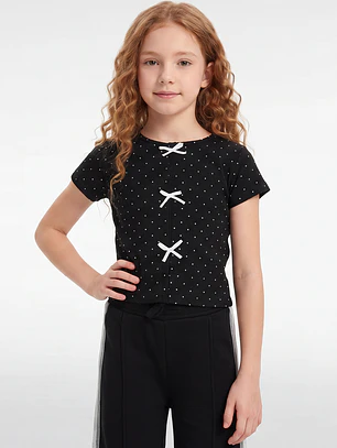 Polera Lazos Niña Negro