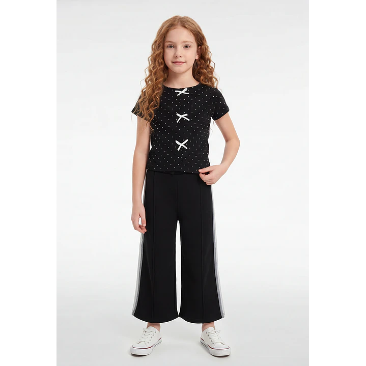 Polera Lazos Niña Negro 4