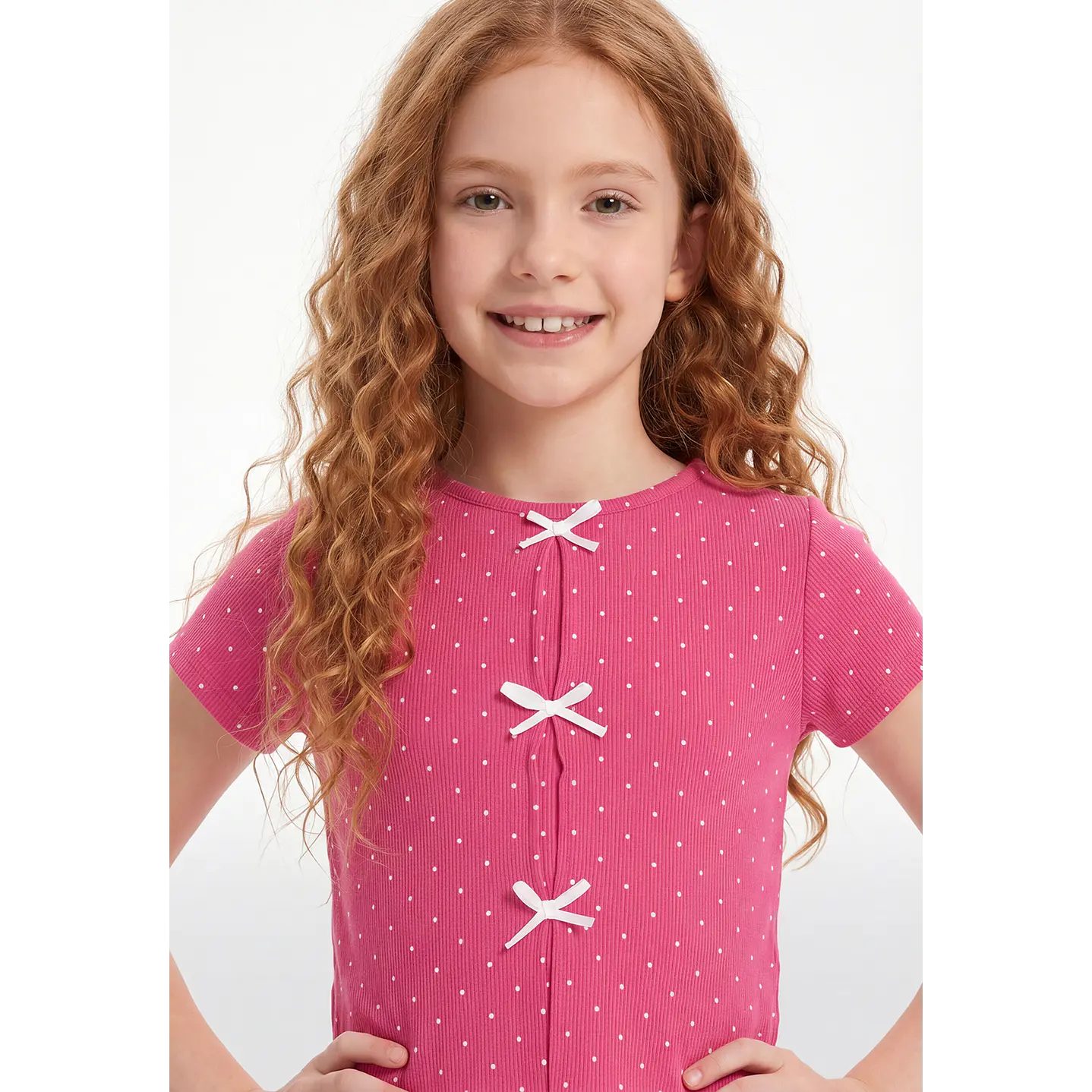 Polera Lazos Niña Fucsia 2