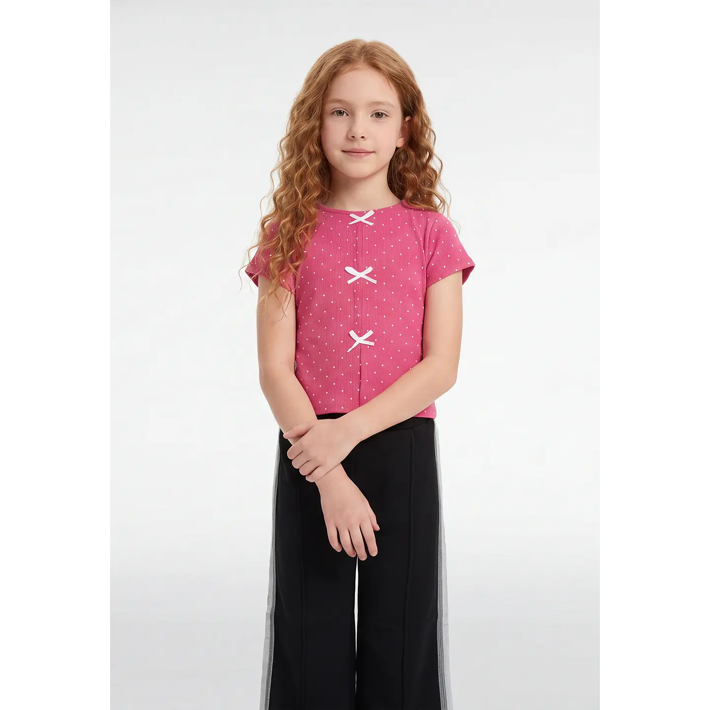 Polera Lazos Niña Fucsia 1