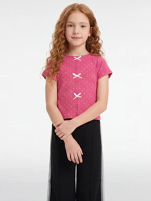 Polera Lazos Niña Fucsia
