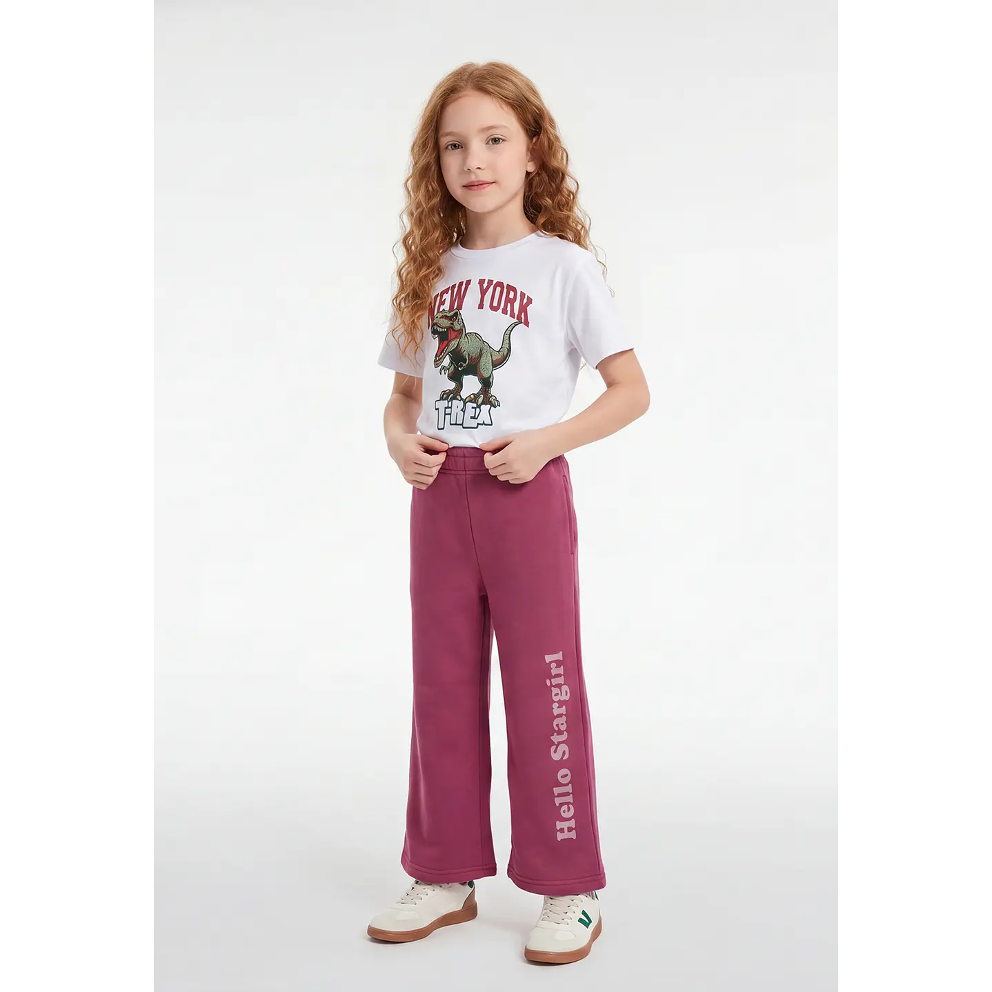 Buzo Parche Estrella Wide Leg Niña Rosado 3