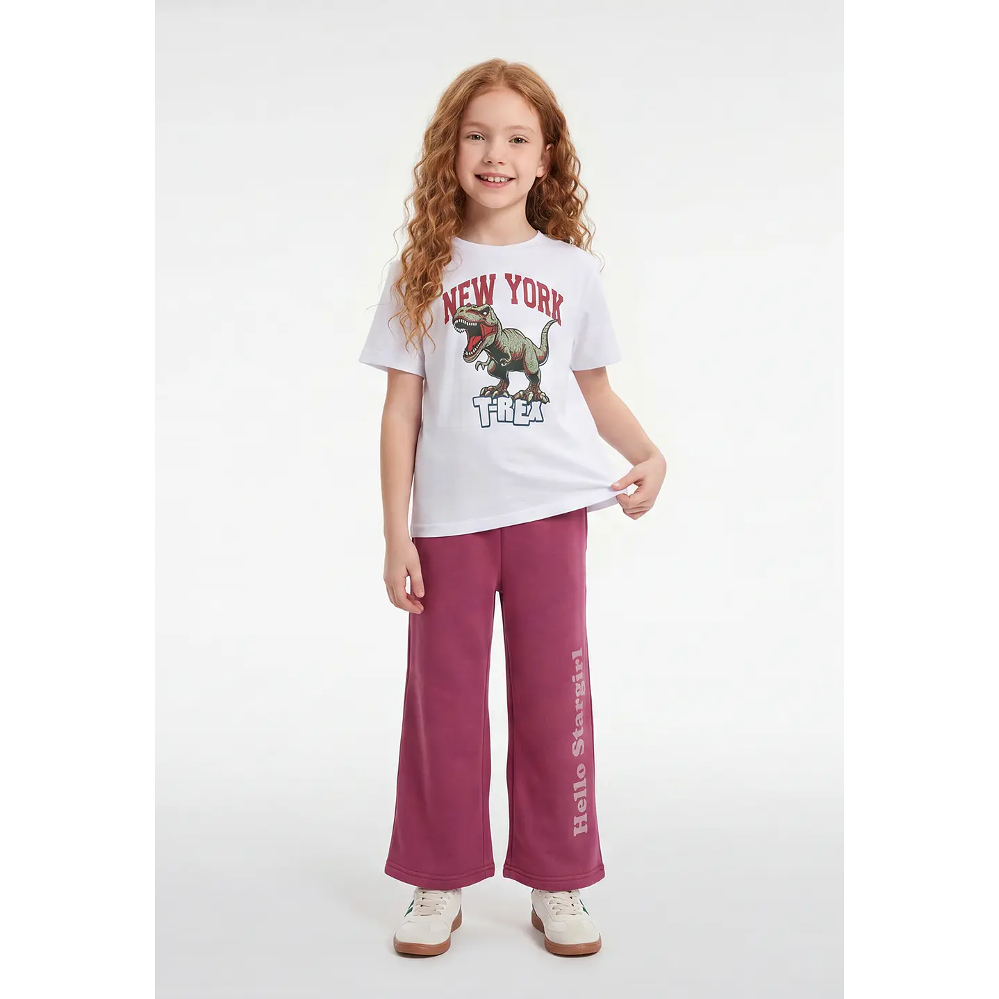 Buzo Parche Estrella Wide Leg Niña Rosado 4