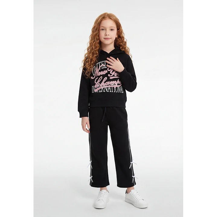 Buzo Lazos Wide Leg Niña Negro 3