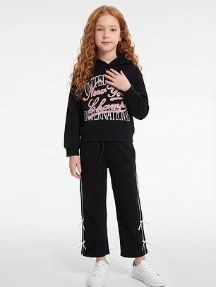 Buzo Lazos Wide Leg Niña Negro