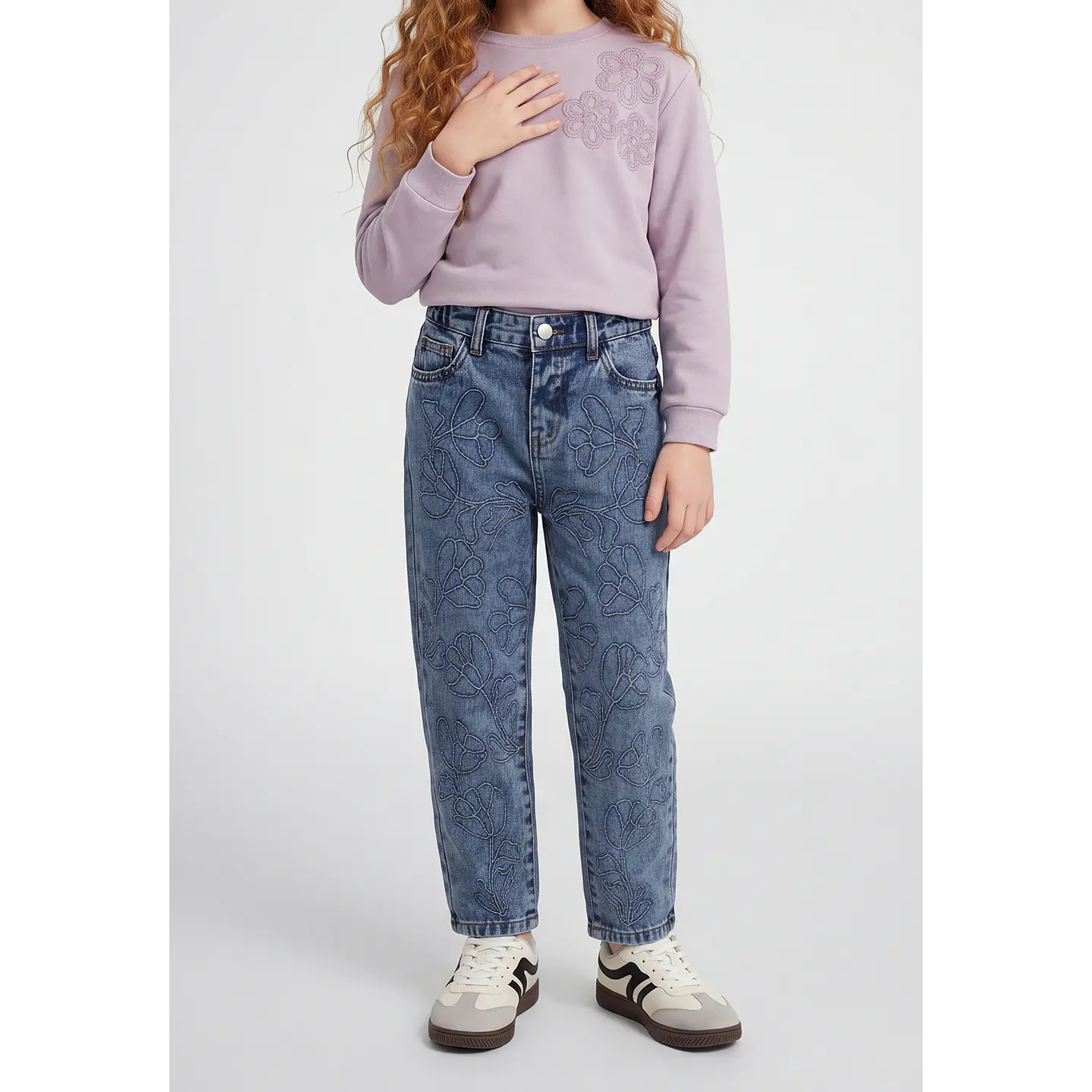 Jeans Bordado Balloon Niña Azul 1