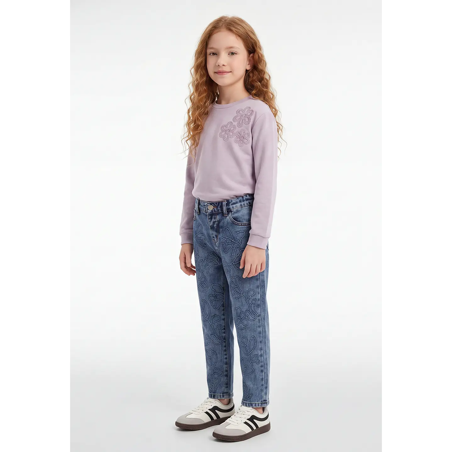 Jeans Bordado Balloon Niña Azul 4