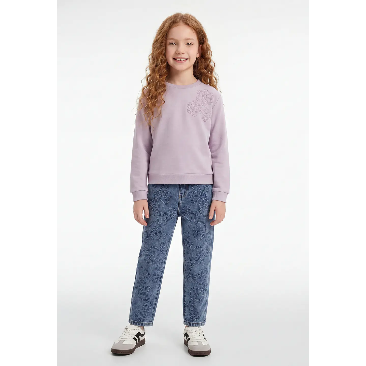 Jeans Bordado Balloon Niña Azul 2
