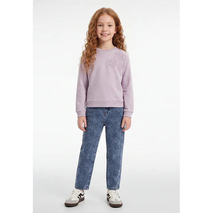 Jeans Bordado Ballon Niña Azul 3