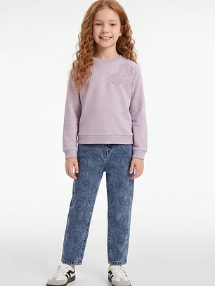 Jeans Bordado Ballon Niña Azul