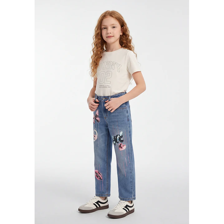 Jeans Est Niña Azul 3