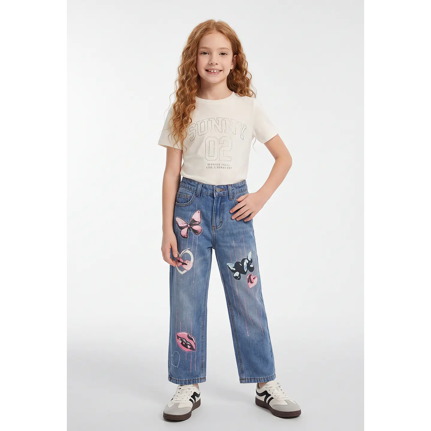 Jeans Mariposas Niña Azul 4