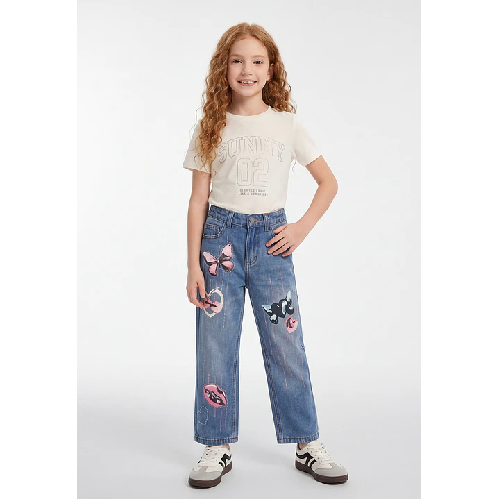 Jeans Est Niña Azul 4