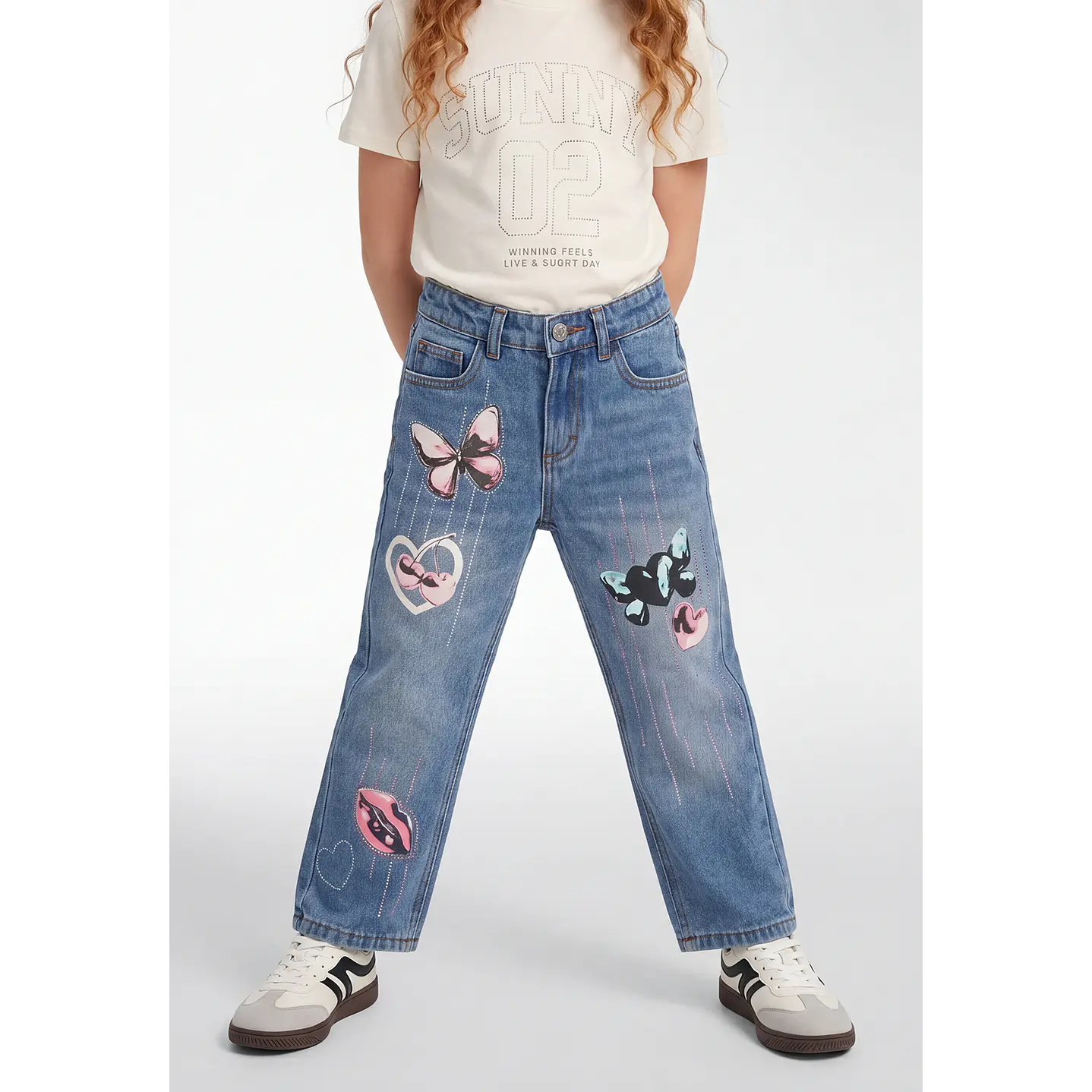 Jeans Mariposas Niña Azul 1
