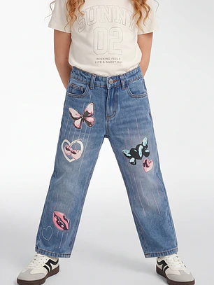 Jeans Est Niña Azul