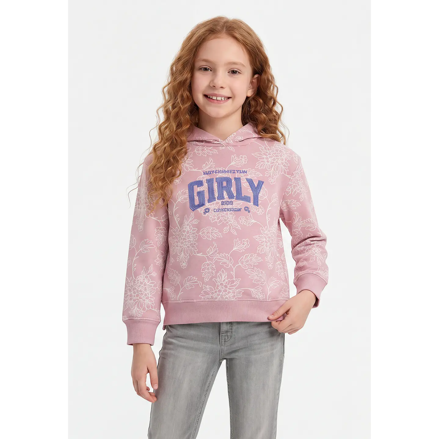 Polerón Floral Girly Niña Rosado 1