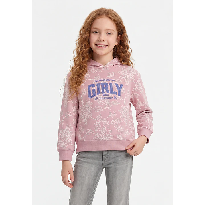 Polerón Floral Niña Rosado 1