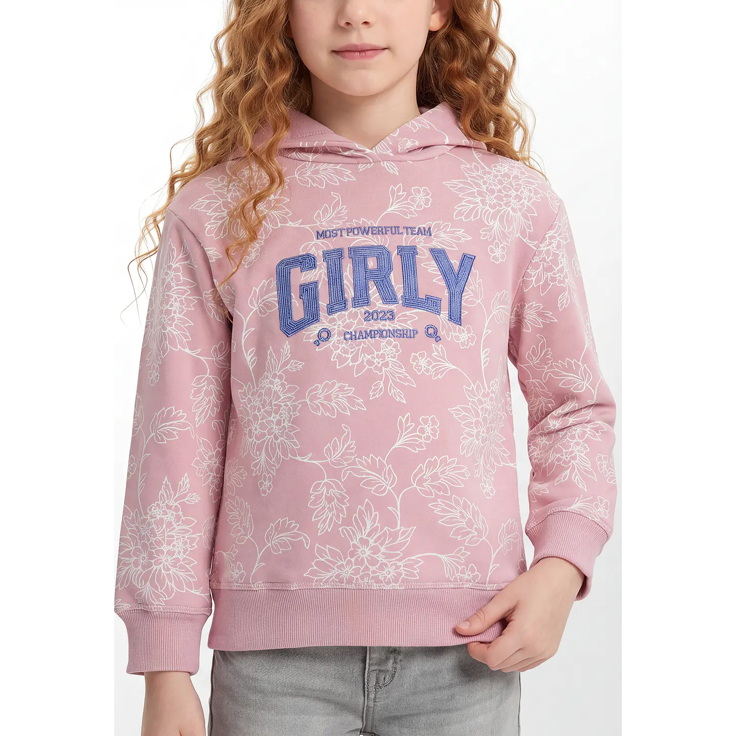 Polerón Floral Girly Niña Rosado 2