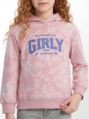 Polerón Floral Niña Rosado