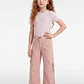 Pantalón Cargo Argollas Wide Leg Niña Damasco - Miniatura 3