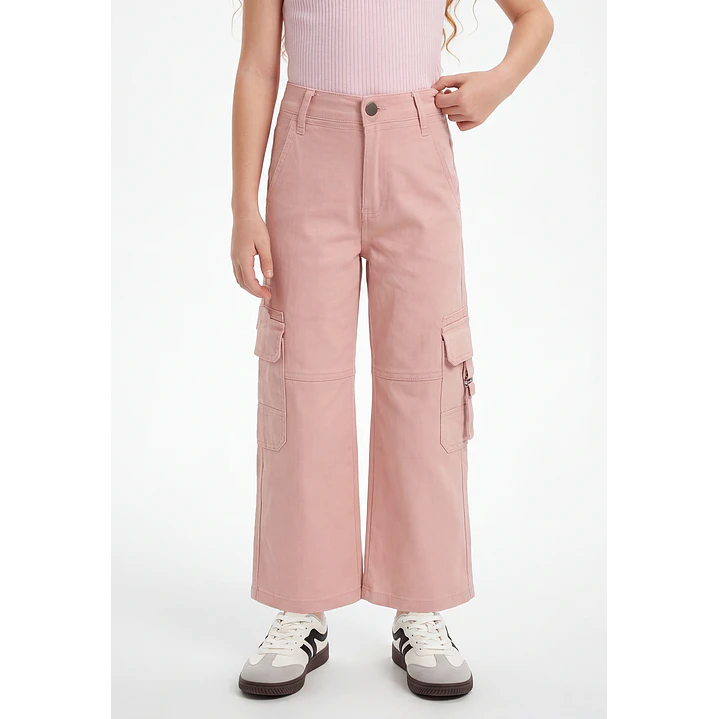 Pantalón Cargo Argollas Wide Leg Niña Damasco 1