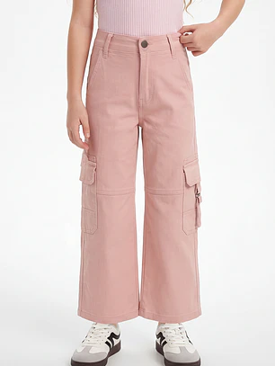 Pantalón Cargo Argollas Wide Leg Niña Damasco