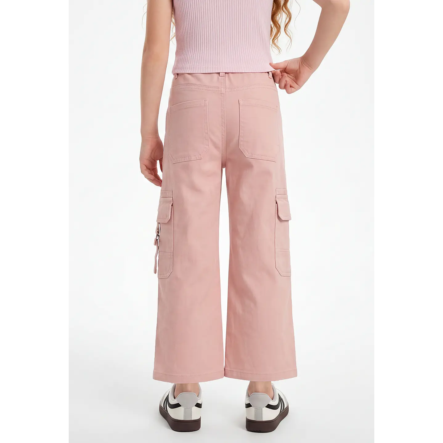 Pantalón Cargo Argollas Wide Leg Niña Damasco 2