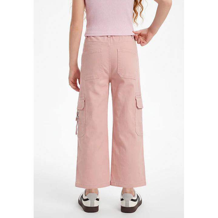 Pantalón Cargo Argollas Wide Leg Niña Damasco 2