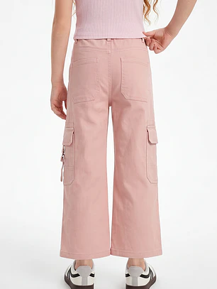 Pantalón Cargo Argollas Wide Leg Niña Damasco