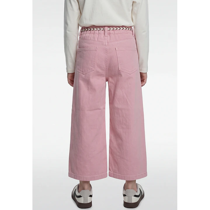 Pantalón Color Wide Leg Niña Rosado 2