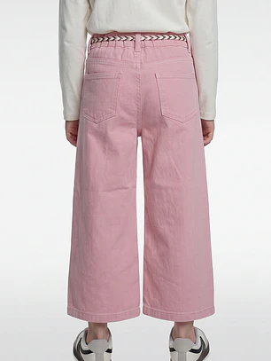 Pantalón Color Wide Leg Niña Rosado