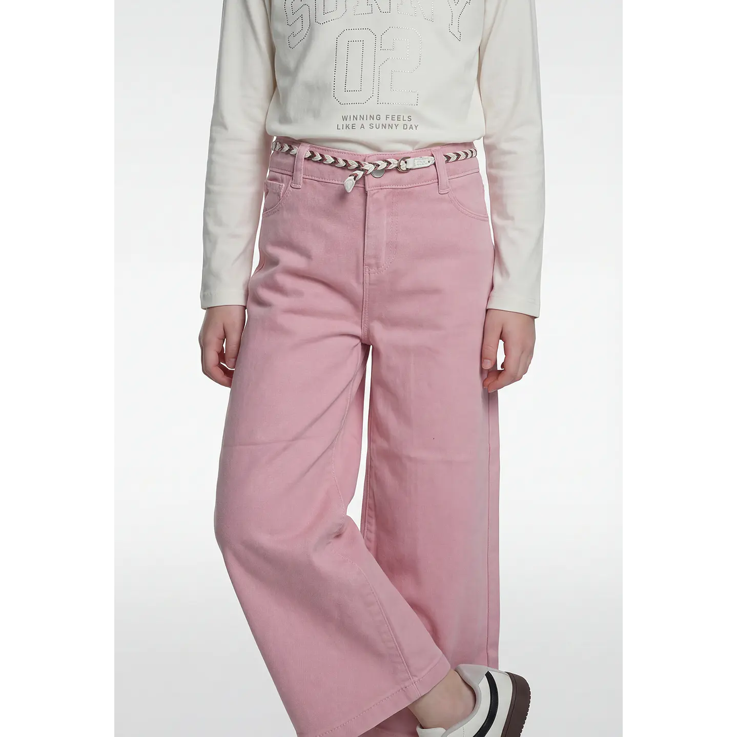 Pantalón Wide Leg Niña Rosado 1