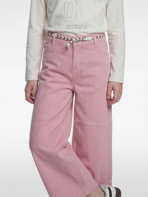 Pantalón Color Wide Leg Niña Rosado