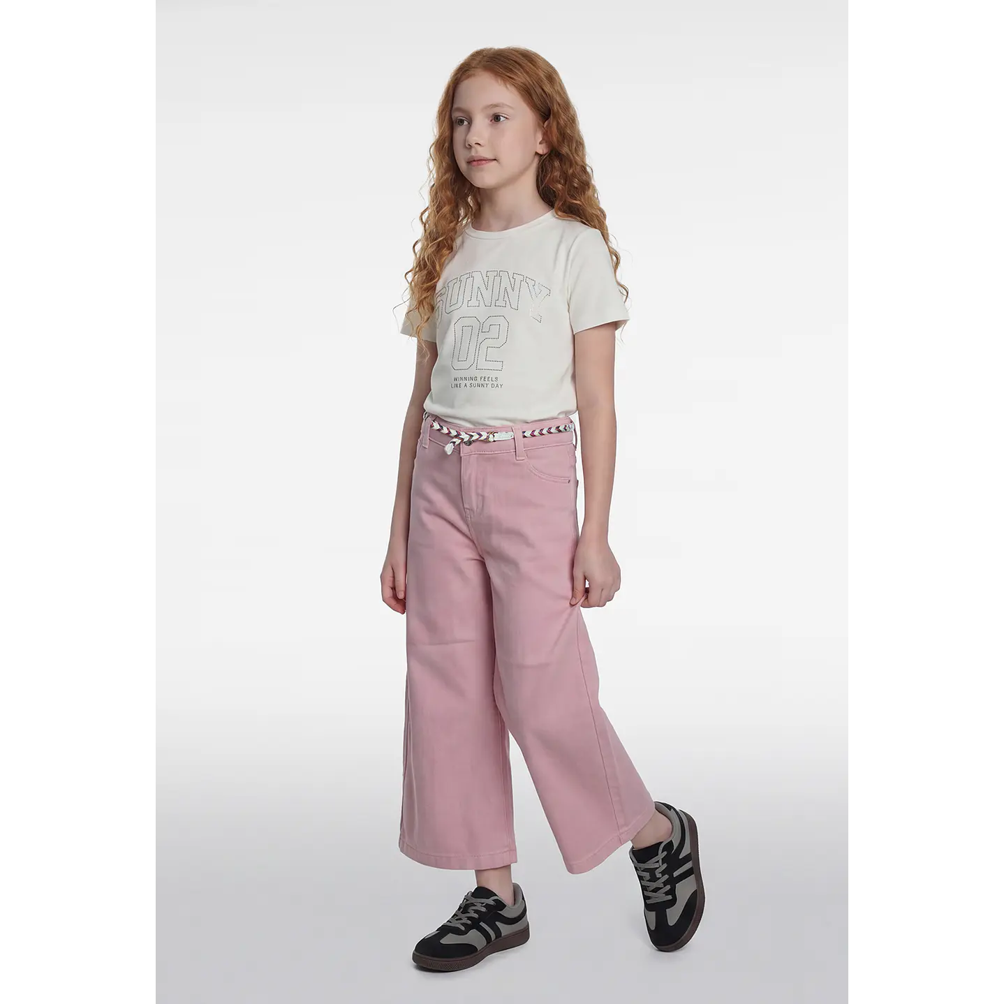 Pantalón Wide Leg Niña Rosado 4