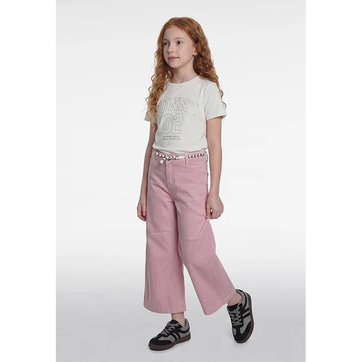 Pantalón Color Wide Leg Niña Rosado 4