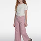 Pantalón Color Wide Leg Niña Rosado - Miniatura 4