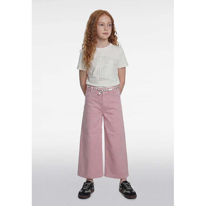 Pantalón Color Wide Leg Niña Rosado 3