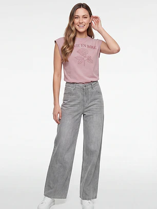 Jeans Baggy Mujer Gris
