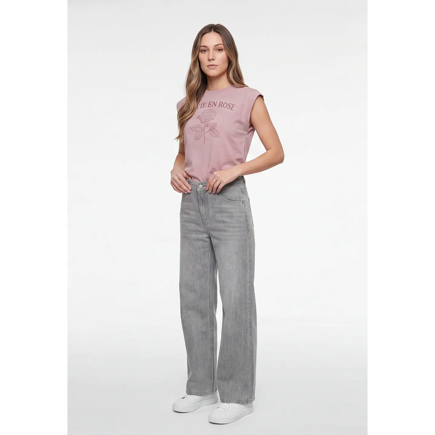 Jeans Baggy Mujer Gris 4