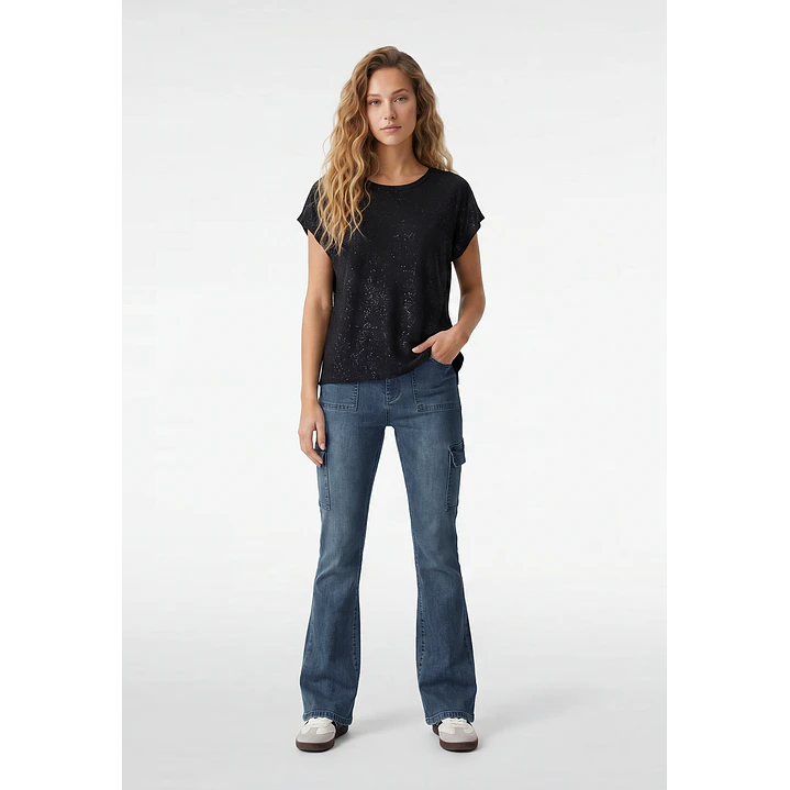 Jeans Cargo Flare Mujer Azul 3