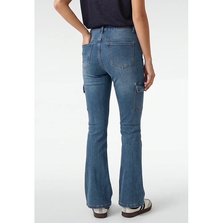 Jeans Cargo Flare Mujer Azul 2
