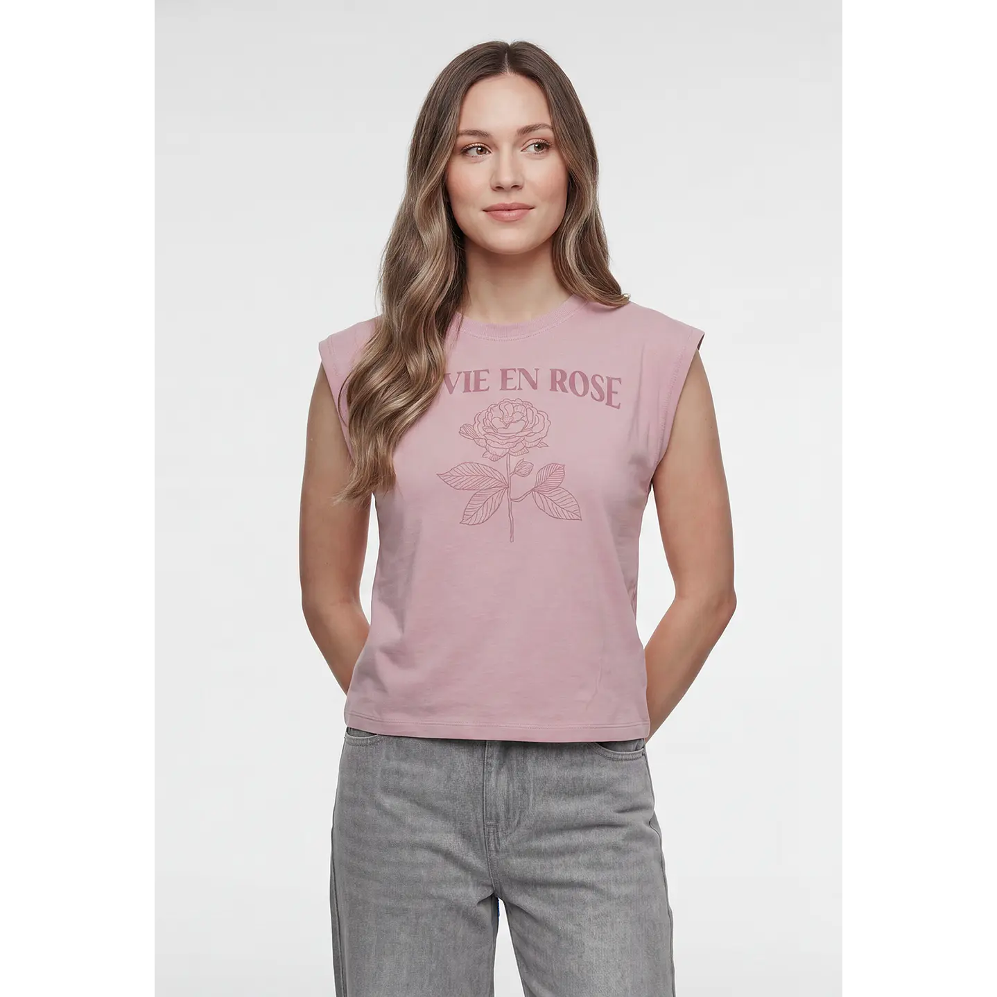 Polera Estampado Mujer Rosado 1